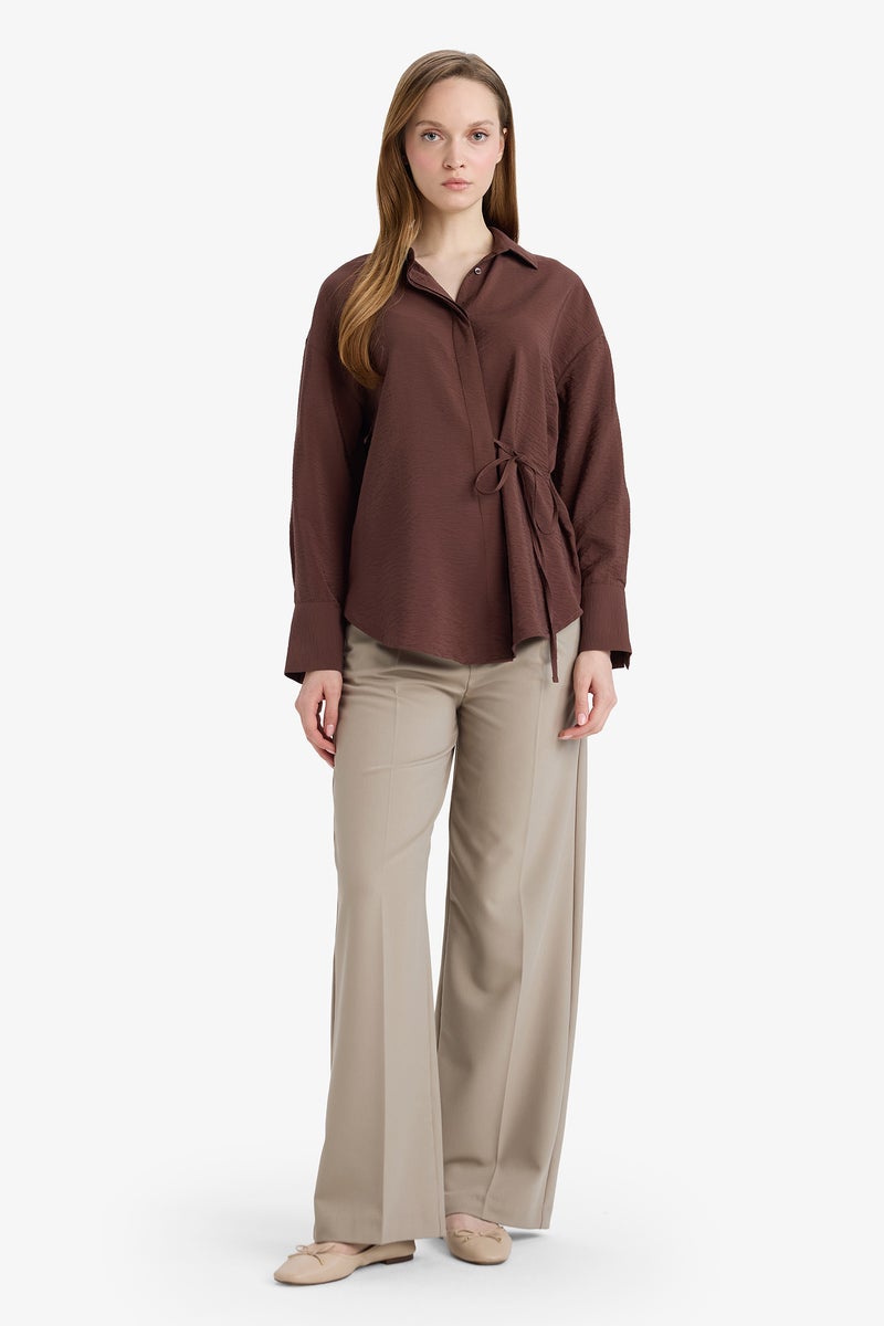 DeFacto Brown Woman Regular Fit Long Sleeve Tunic Casual - Image 2